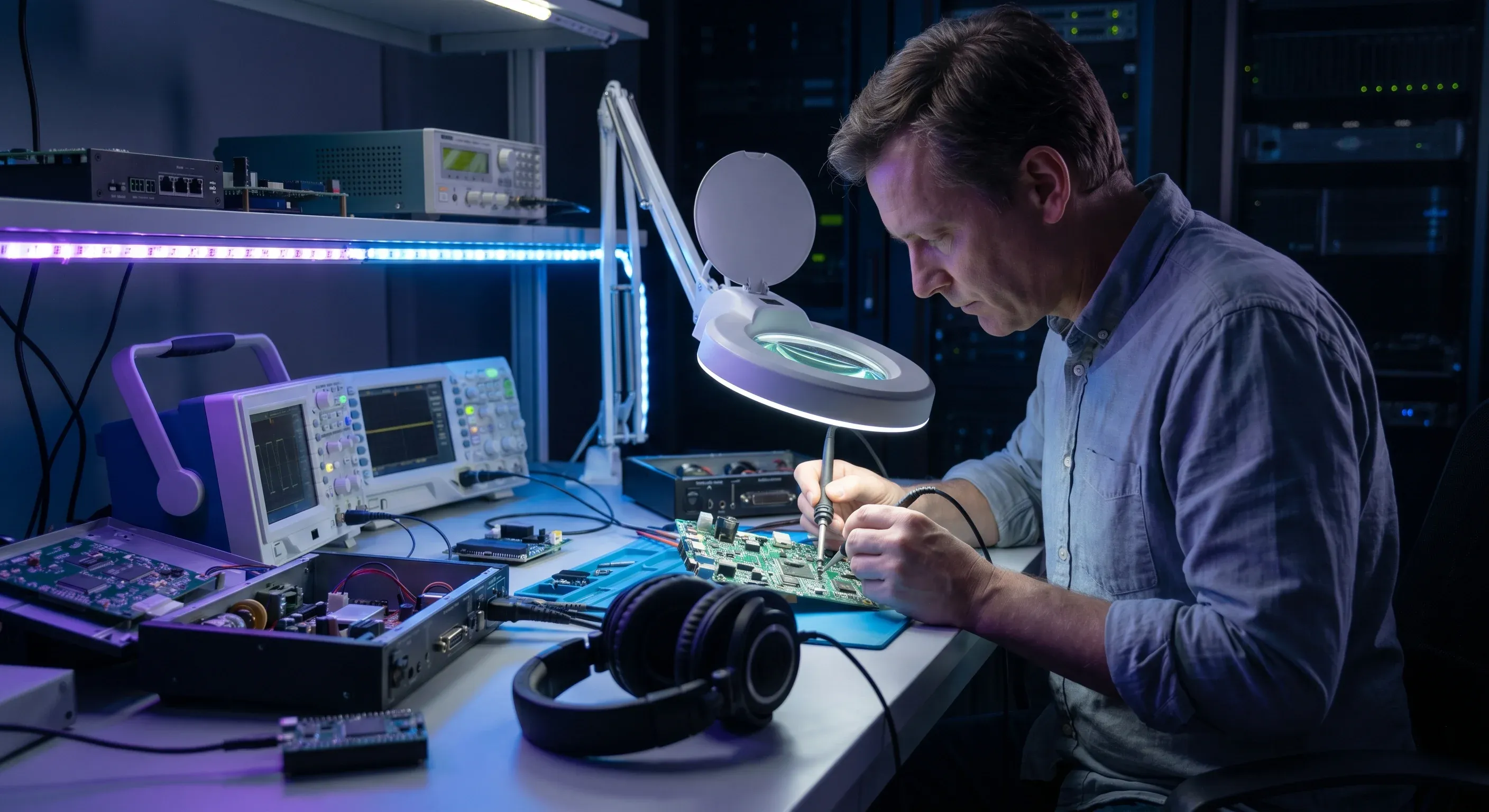 Audio hardware engineer working on embedded systems