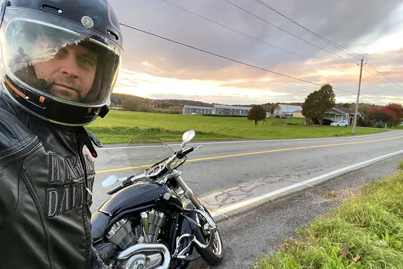 CEO Jim riding his motorcycle