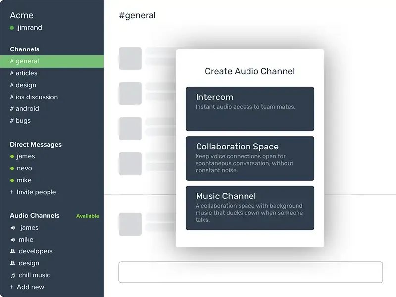 Creating an audio channel